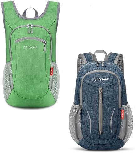 Light green and navy blue 10l packable bag