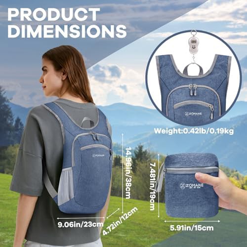 Navy blue and black 10l ultralight hiking daypack — photo 4