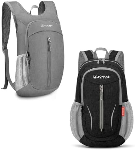 Grey and black 10l ultralight foldable backpack