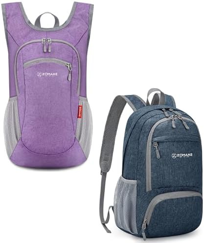 Light purple and navy 10l foldable daypack