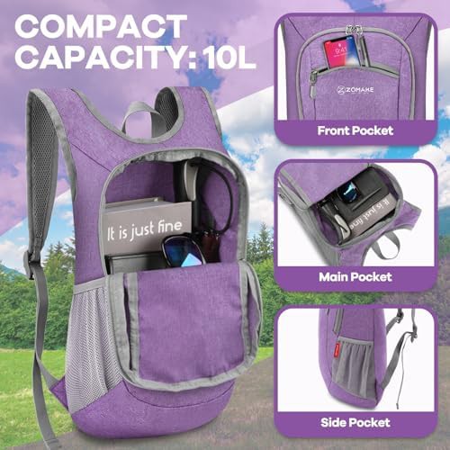 Light purple and navy 10l foldable daypack — photo 4