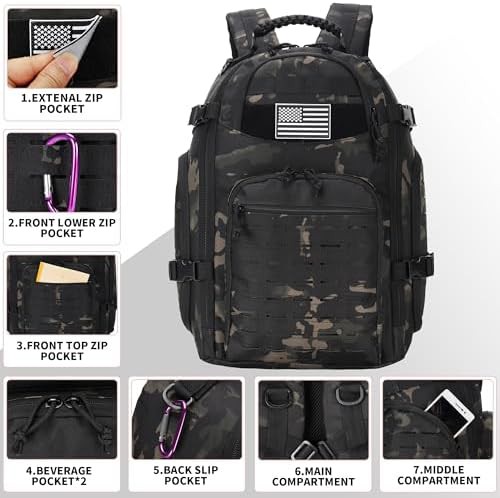 30L black camo outdoor daypack — photo 3