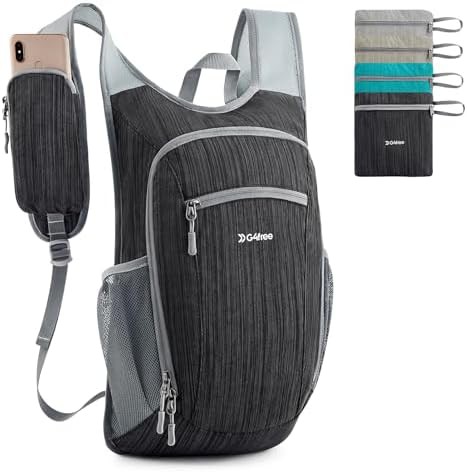 Black casual packable hiking daypack 15l