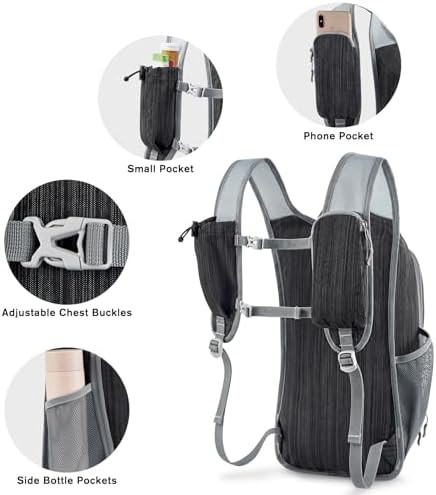 Black casual packable hiking daypack 15l — photo 3