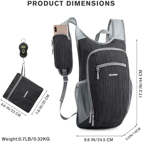 Black casual packable hiking daypack 15l — photo 4