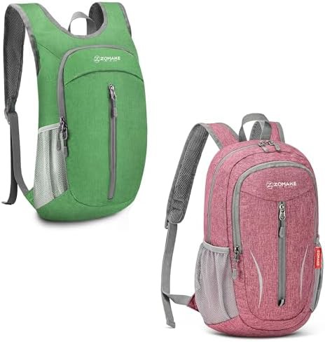 Dark green and pink 10l ultralight backpack