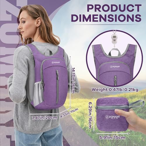 Light purple and navy blue 10l hiking backpack — photo 4