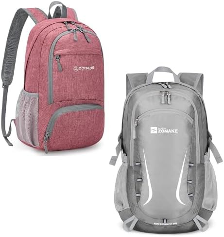 Pink and silver grey 20L packable daypack
