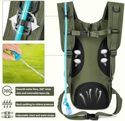 Tactical green hydration backpack 2L — photo 3