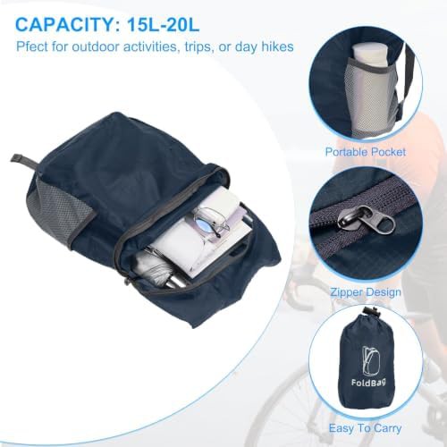 Navy blue foldable outdoor daypack 15l — photo 3