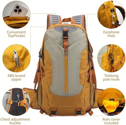 Yellow waterproof 40l camping backpack — photo 3