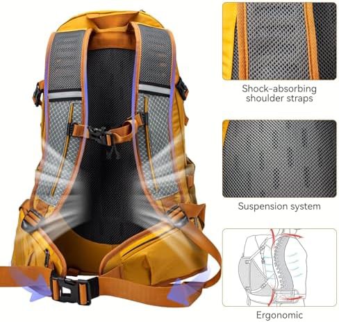 Yellow waterproof 40l camping backpack — photo 4