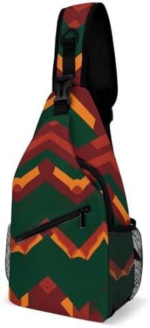 Maroon and Green Pattern Sling Pack