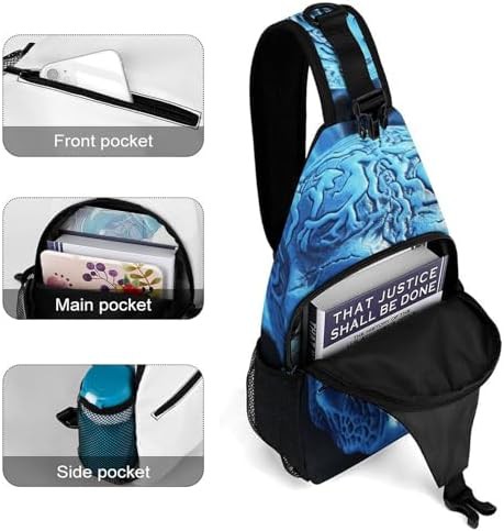 WSOIHFEC 3D print blue skull sling bag — photo 4