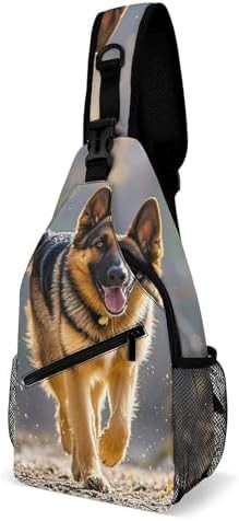 German shepherd running sling backpack