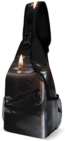 Lit candle graphic traveling sling bag