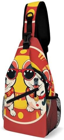 Dog with sunglasses traveling sling bag