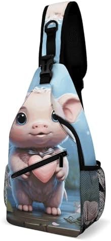 Heart holding cartoon sling pack