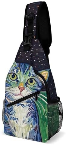Galaxy Cat Oil Painting Sling Bag