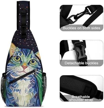 Galaxy Cat Oil Painting Sling Bag — photo 3