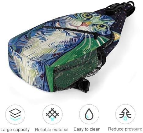 Galaxy Cat Oil Painting Sling Bag — photo 5