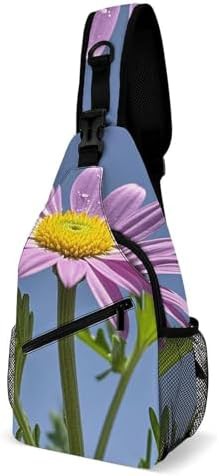 Purple daisy crossbody sling backpack