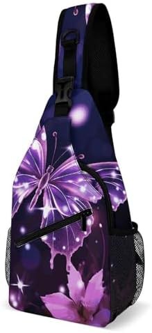 Cute purple butterfly chest sling bag