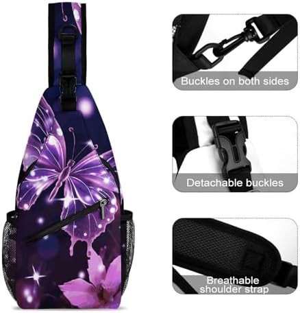 Cute purple butterfly chest sling bag — photo 3