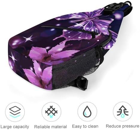Cute purple butterfly chest sling bag — photo 5