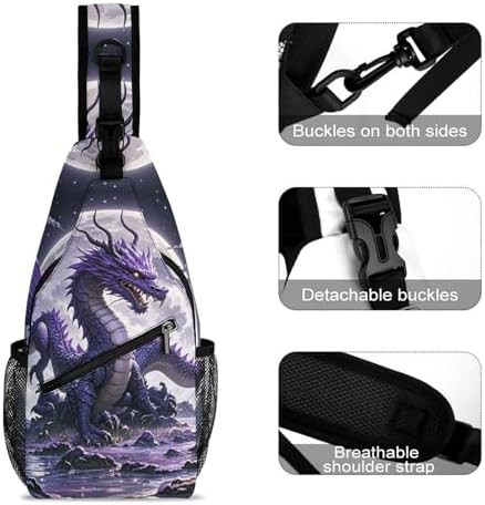 Purple dragon and moon sling backpack — photo 4