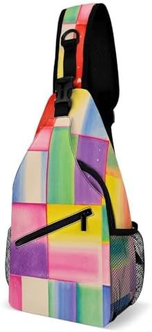Rainbow geometric square sling bag