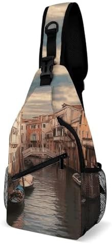 WSOIHFEC Venice canal view hiking sling bag