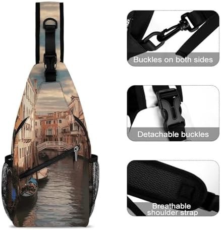 WSOIHFEC Venice canal view hiking sling bag — photo 3