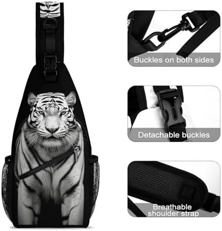 Black white tiger sling backpack — photo 3