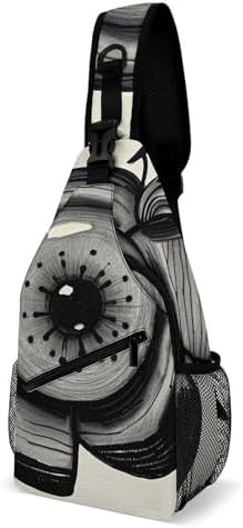 Black sketch traveling sling backpack