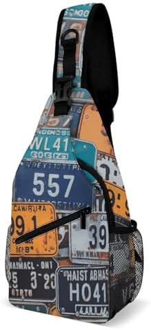 License plate crossbody sling pack