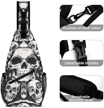WSOIHFEC black white skull crossbody sling bag — photo 3