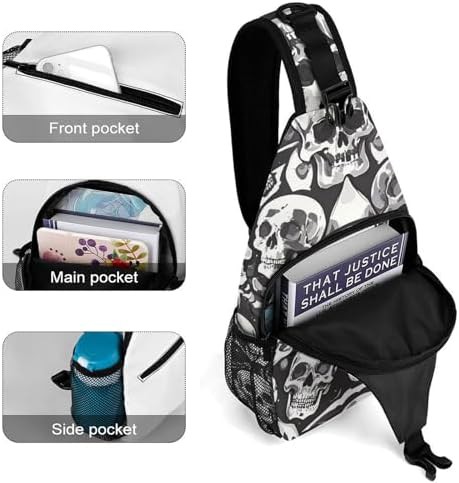 WSOIHFEC black white skull crossbody sling bag — photo 4