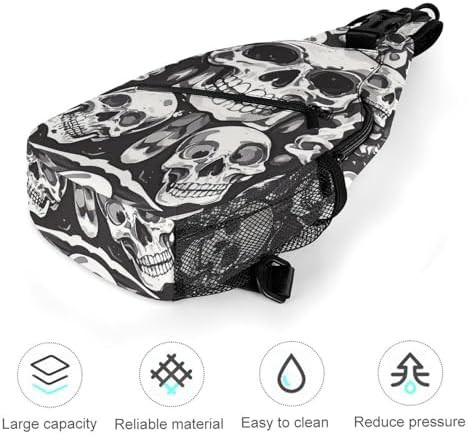 WSOIHFEC black white skull crossbody sling bag — photo 5