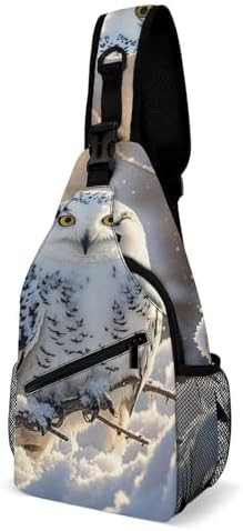 Winter white owl chest sling pack