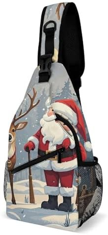 Santa Claus and Deer Sling Bag