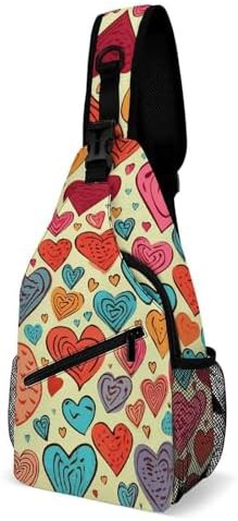 Colorful heart pattern sling pack