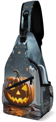Ghost jack-o-lantern sling backpack