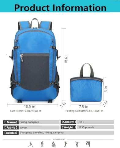 Blue 30l ultralight hiking daypack — photo 3