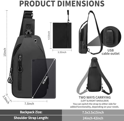 Waterproof Sling Backpack with USB Port — photo 3