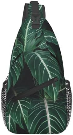 Green long leaves crossbody sling backpack