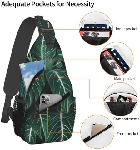 Green long leaves crossbody sling backpack — photo 3
