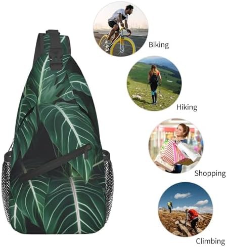 Green long leaves crossbody sling backpack — photo 5