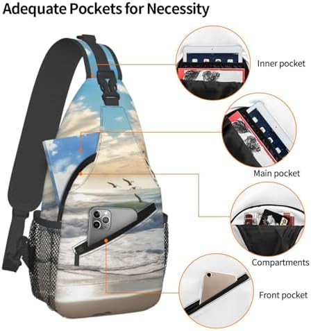 Blue waves on the beach sling backpack — photo 3
