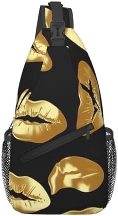 Gold lips crossbody sling backpack for travel